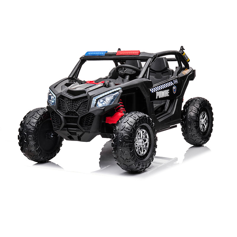 UTV de police pour enfants 12 V 2 roues motrices avec absorption des chocs sur quatre roues