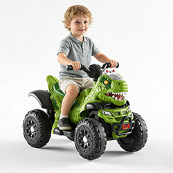 Voiture électrique à conducteur de dinosaure ATV pour enfants 6V