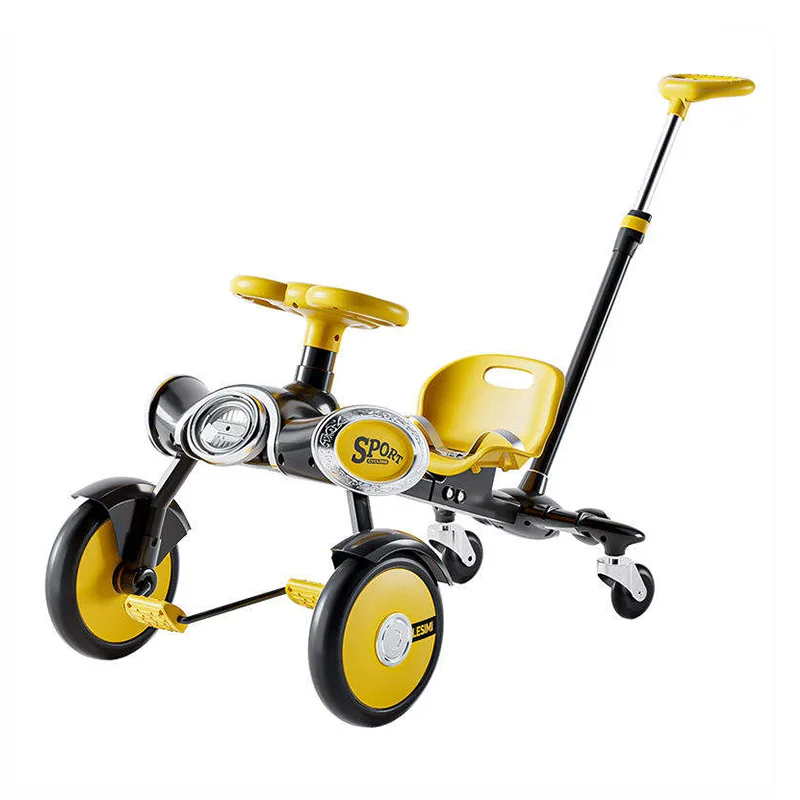 Voiture à pédales pour enfants avec poignée de poussée, 4 roues, Go Kart